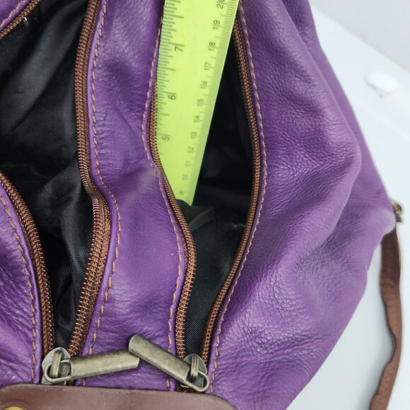 Italian Italy Genuine Leather Purple Backpack Convertible Bag Brass Hardware main image 5